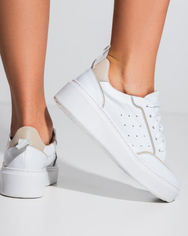 Tênis Couro Branco Detalhe Off White