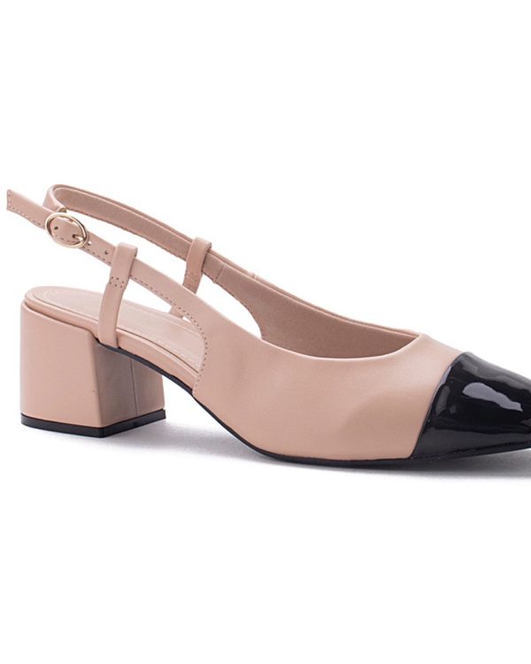 Scarpin Slingback Bicolor Nude/Preto