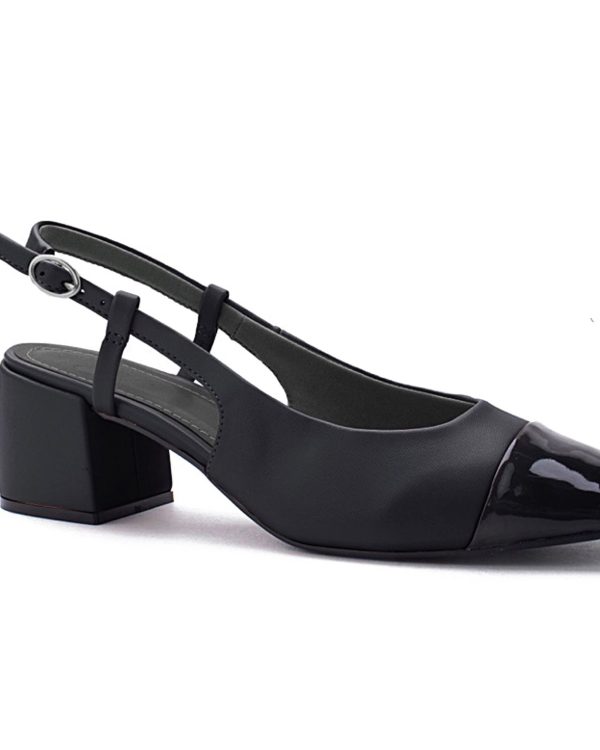 Scarpin Slingback Preto/Verniz Preto