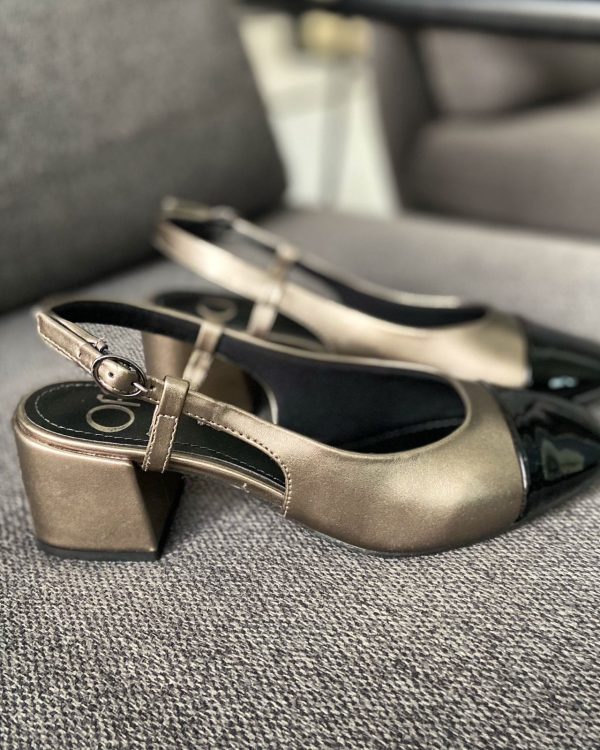 Scarpin Slingback Bicolor Ônix/Preto