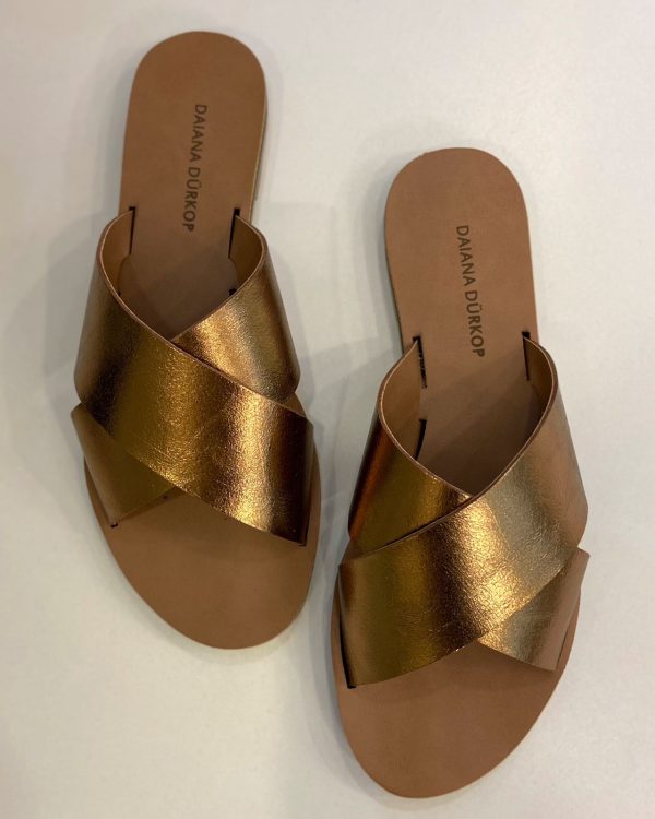 Rasteira Couro Bronze