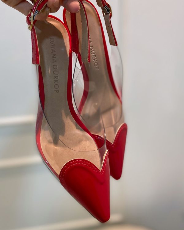 Scarpin Transparência Detalhe Verniz Vermelho