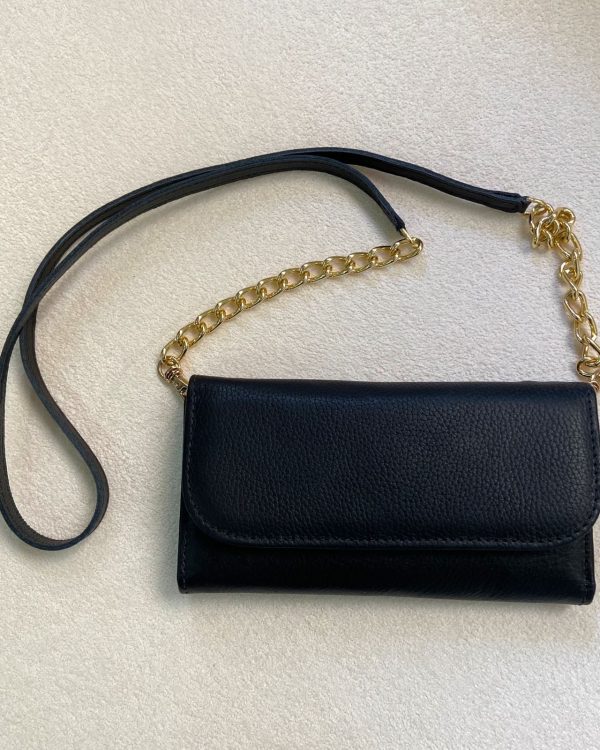 Bolsa Tiracolo em Couro Preta