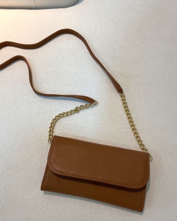 Bolsa Tiracolo em Couro Caramelo