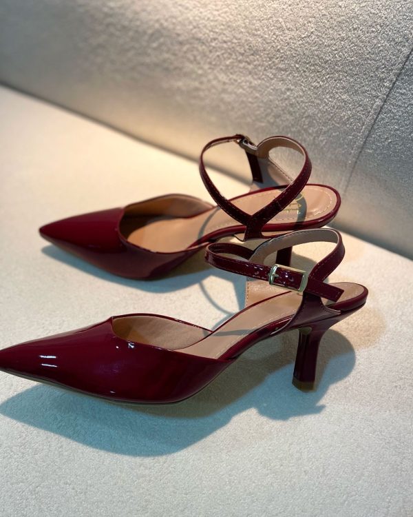 Scarpin Slingback Verniz Bordô