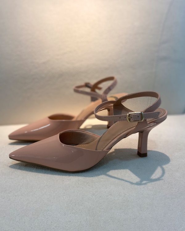 Scarpin Slingback Verniz Nude