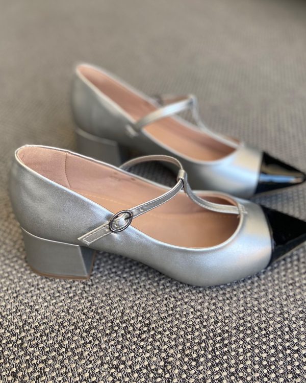 Scarpin Bicolor Prata/Preto