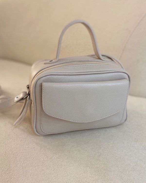 Bolsa Baú Couro Off White
