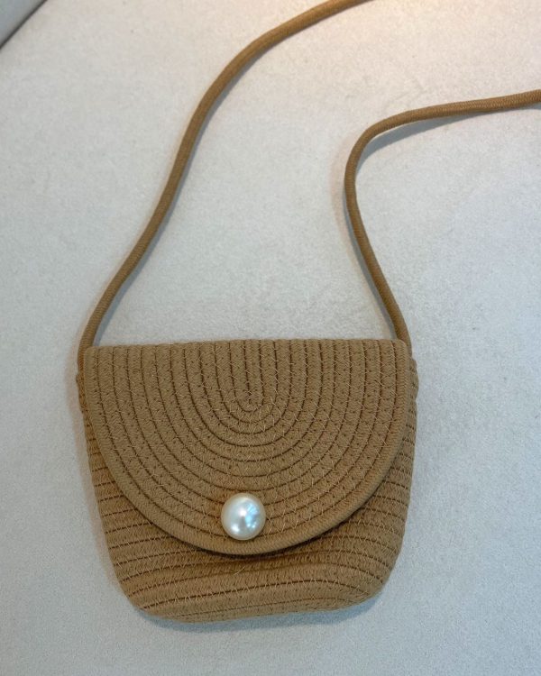 Bolsa Tiracolo Algodão detalhe Pérola