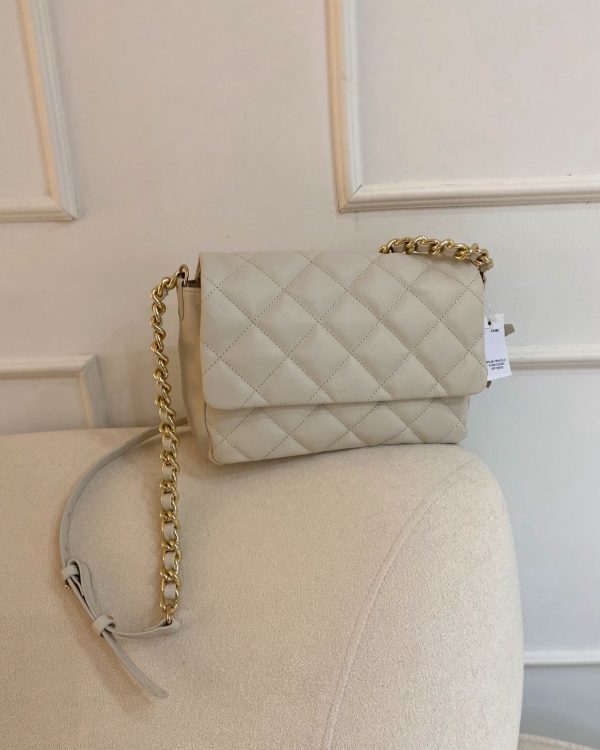 Bolsa Couro Tiracolo Matelassê Off White