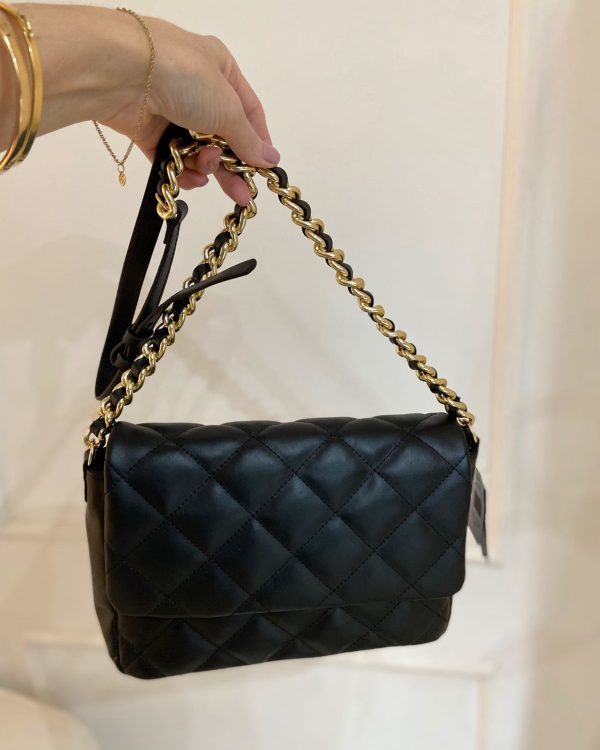 Bolsa Couro Tiracolo Matelassê Preto