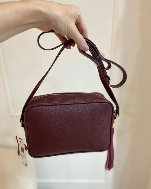 Bolsa Couro Tiracolo Pequena Bordô