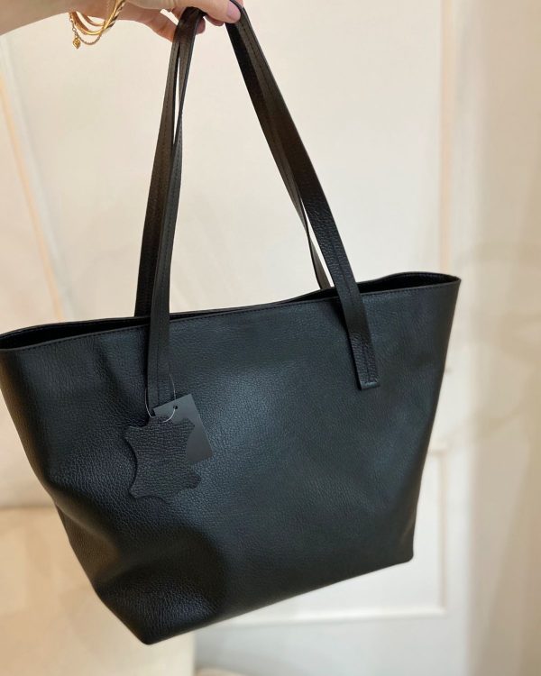 Bolsa Tote Média Couro Preta