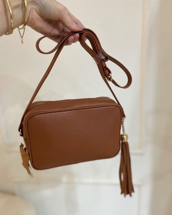 Bolsa Couro Tiracolo Pequena Caramelo