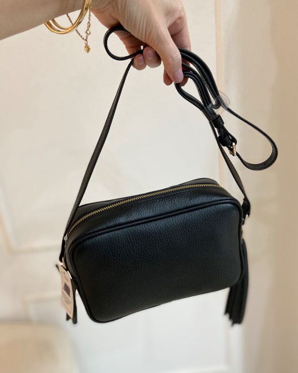 Bolsa Couro Tiracolo Pequena Preta