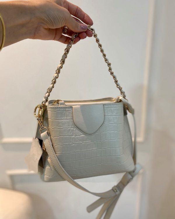Bolsa Tiracolo Croco Off White
