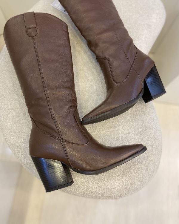 Bota Western Couro Marrom