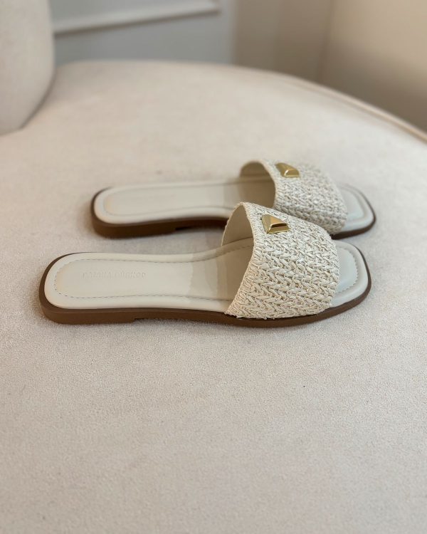 Rasteira Palha Off White