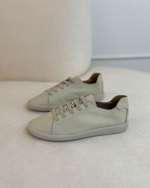 Tênis Couro Cadarço Elástico Off White