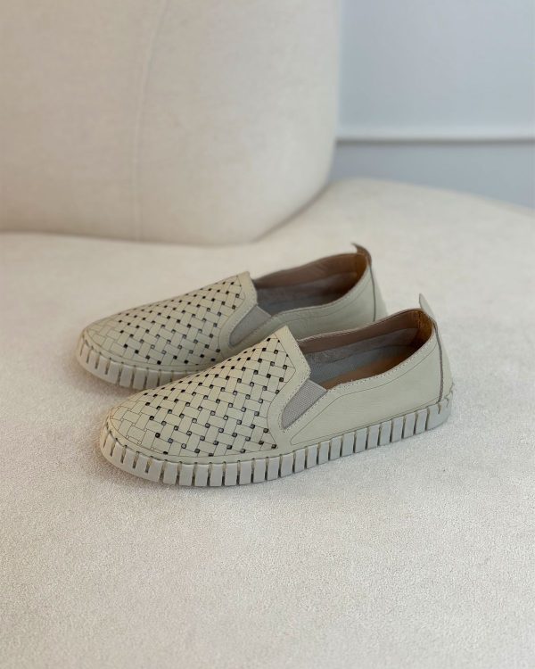 Tênis Slip On Couro Off White