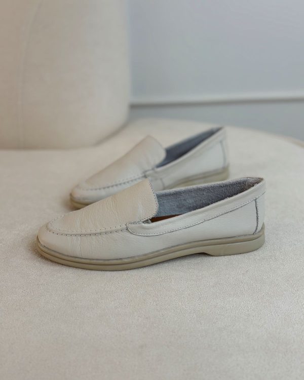 Mocassim Couro Off White
