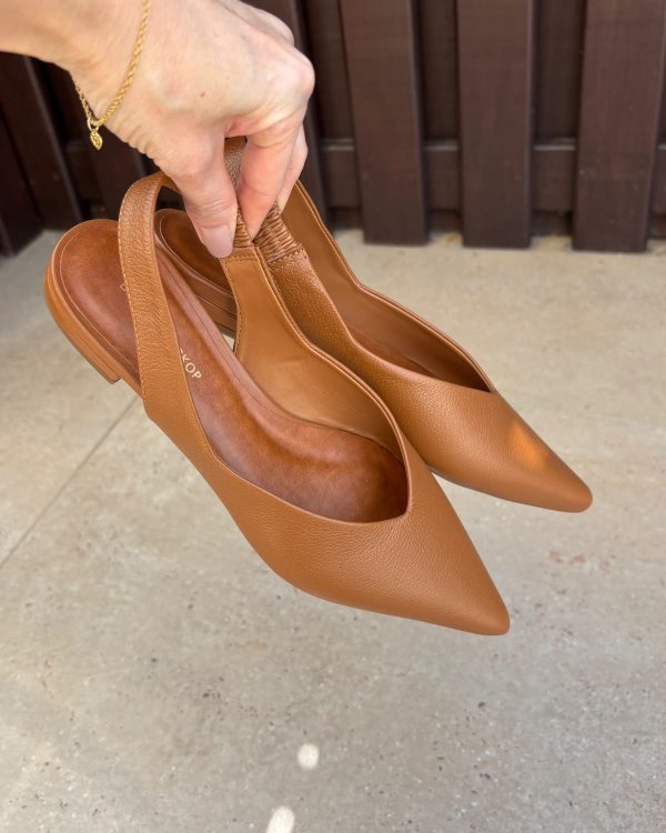 Slingback Couro Caramelo